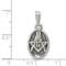 Sterling Silver Antiqued Masonic Charm Freemason Jewerly 20mm x 12mm
